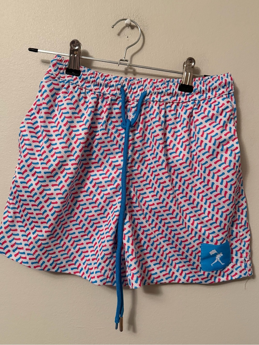 Baseballism Blue and Red Patterned Shorts